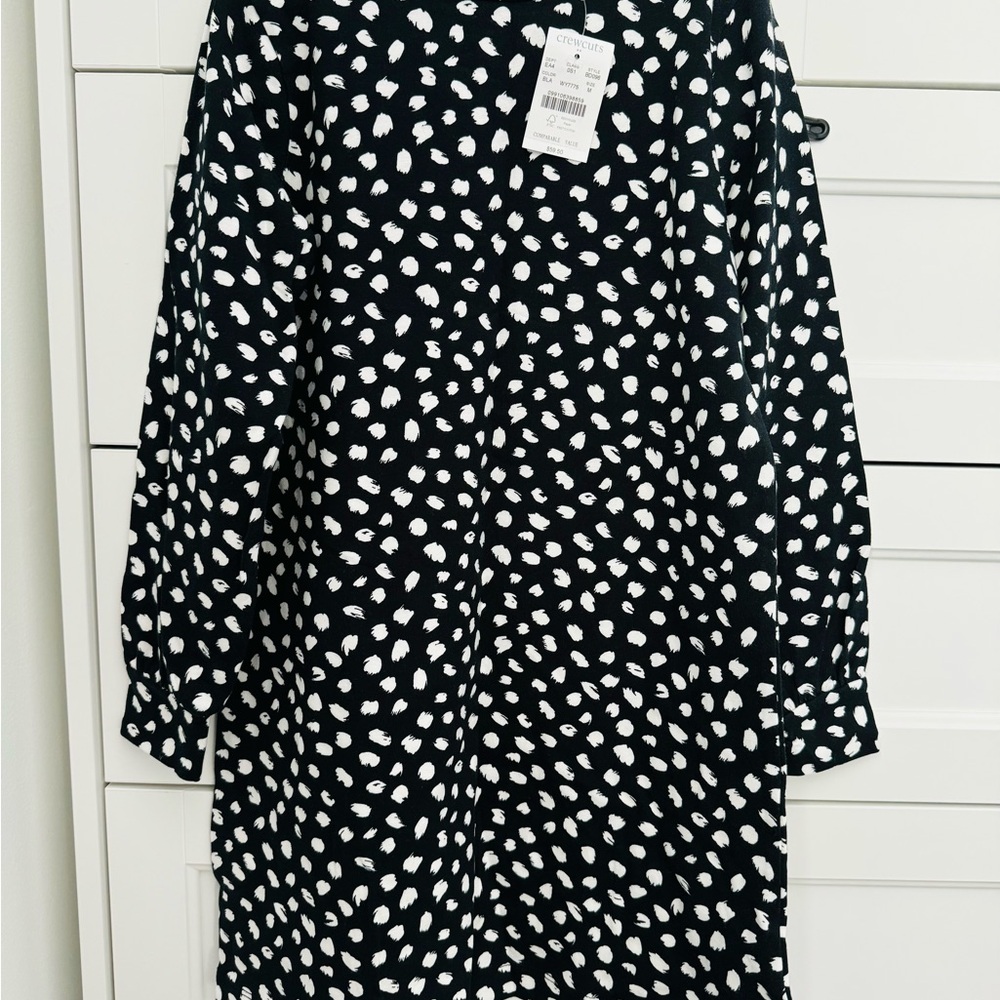 Girls Black and White Patterned Dress